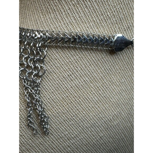 Plunder Cha-Cha Chain Silver Fringe Adjustable Necklace Signed Boho Chic - Picture 3 of 4
